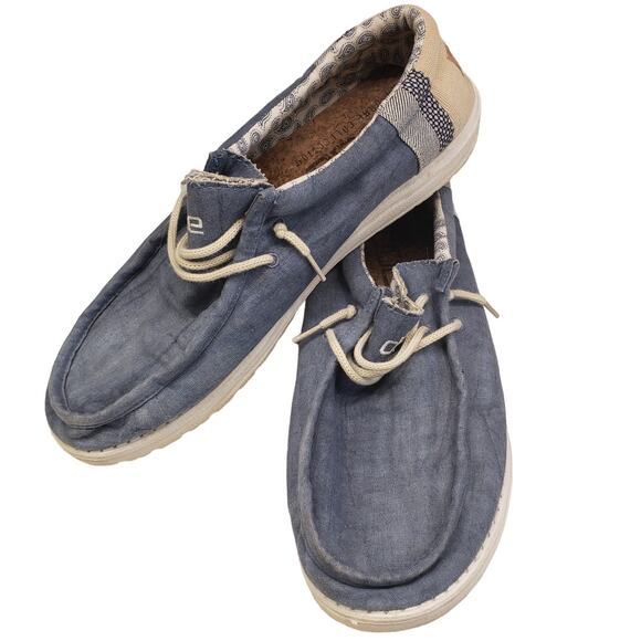 Hey Dude Mens Wally Linen Natural Collection Slip on Shoes Athletic Size 11 - Picture 1 of 10